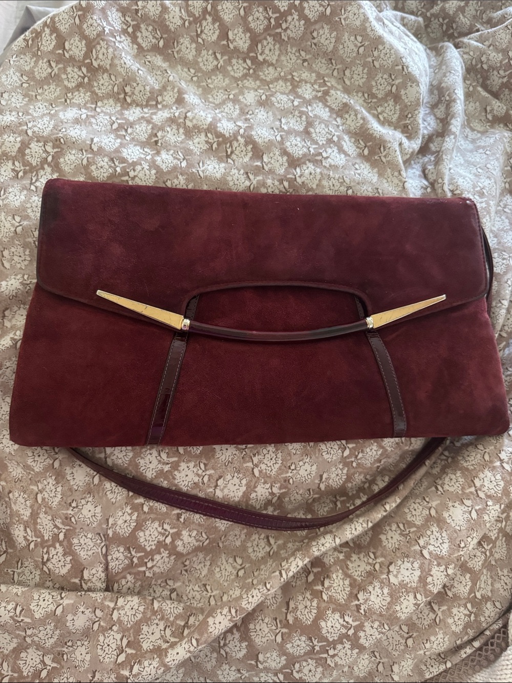 Mastercraft Leather Burgundy Clutch with Gold Accent